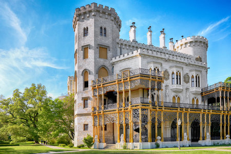 rear view of bohemian castle Hluboka nad Vltavou, Czech Republicのeditorial素材