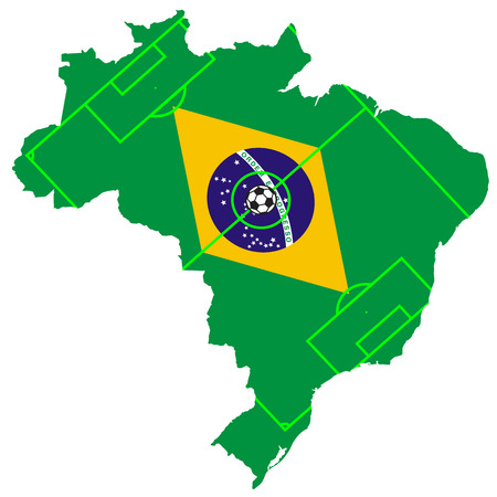 vector of soccer field with map and flag of Brazilのイラスト素材