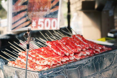 Crab sticks at at Nishiki market in Kyoto, Japan