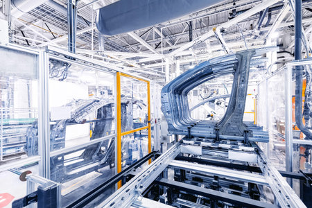 spare parts in a car plantの写真素材