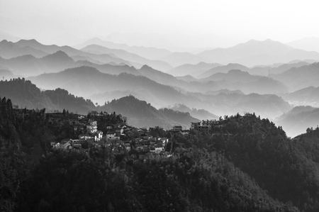 The beach, mountains stackedの写真素材