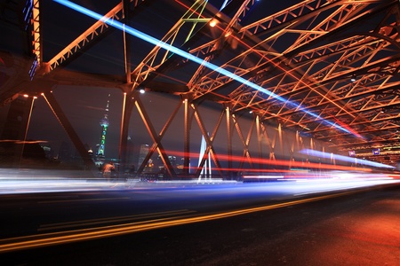 traffic conditions on Bridge in the city of Shanghaiのeditorial素材