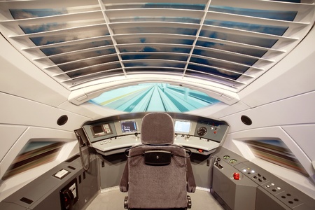 Internal details of the cockpit of modern trainsのeditorial素材