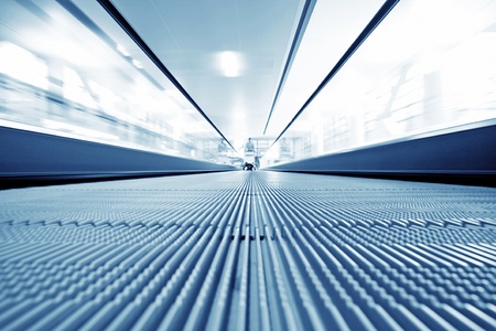 Moving up escalator in trade center  のeditorial素材