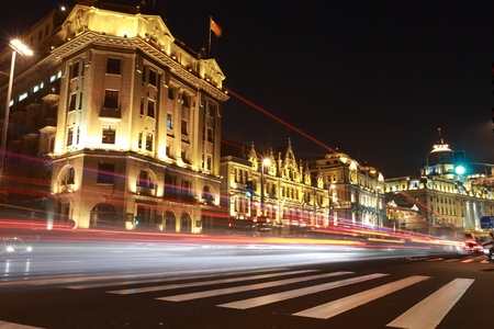 modern urban city at night with freeway traffic  のeditorial素材