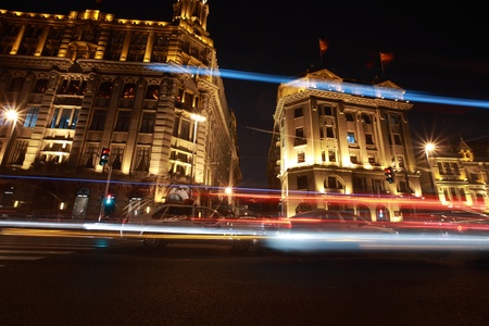 modern urban city at night with freeway traffic  のeditorial素材