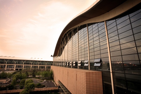 modern building at pudong airport in shanghaiのeditorial素材