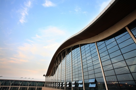 modern building at pudong airport in shanghaiのeditorial素材