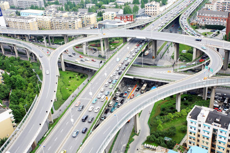 overpass and a lot of cars in Hangzhou