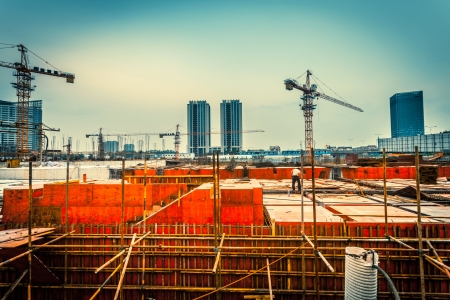 at a construction siteのeditorial素材