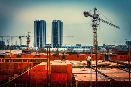 at a construction siteのeditorial素材