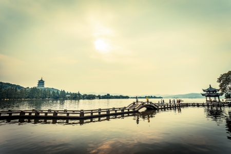 landscape of westlake.long bridge parkのeditorial素材