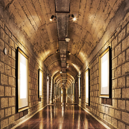 Wine cellar with wine bottle and glasses のeditorial素材