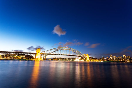 cityscape of sydney at nightfall