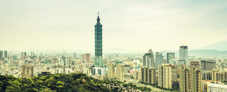 panoramic cityscape and landmark of taipeiのeditorial素材