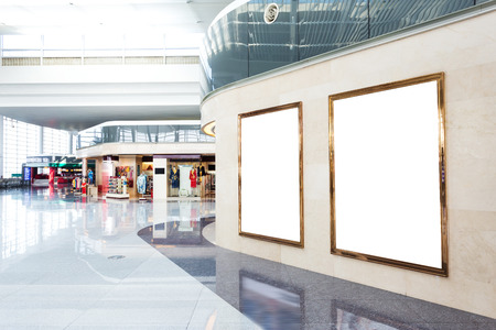 blank poster board wall in modern shopping mallのeditorial素材