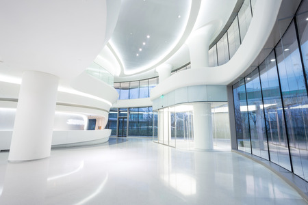 futuristic modern office building interior in urban cityのeditorial素材