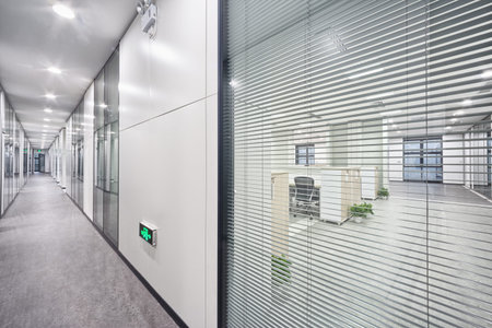 modern office room and corridor interiorのeditorial素材