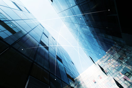 network connection between modern office buildings