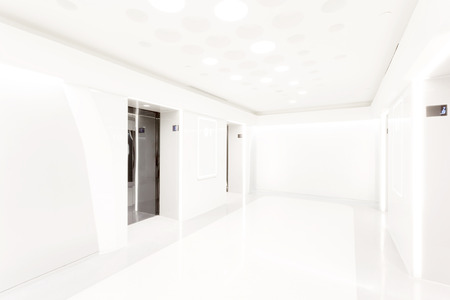 futuristic modern office building interior in urban cityのeditorial素材