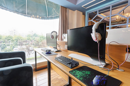 Internet cafe interiorのeditorial素材