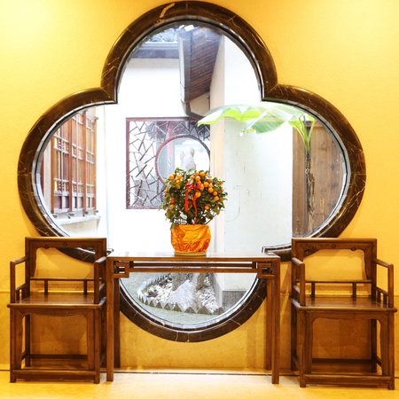 retro decorated house corridorのeditorial素材