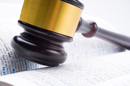 judge hammer lay on bookのeditorial素材