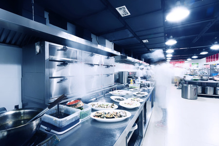modern kitchen and chefs in restaurantのeditorial素材