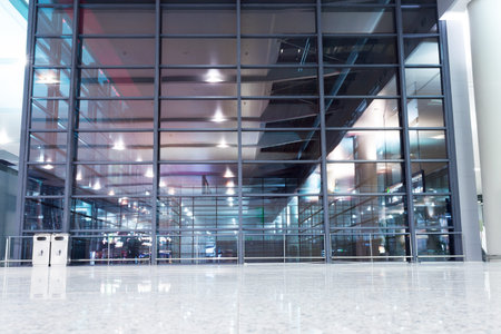 transparent glass wall with empty floor