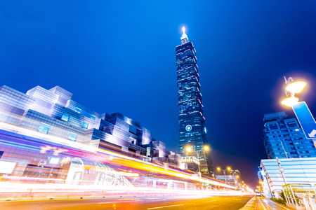 traffic blur motion in modern city streetのeditorial素材