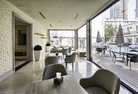 modern coffee bar interiorのeditorial素材