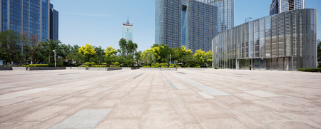 Empty square and modern office buildingのeditorial素材
