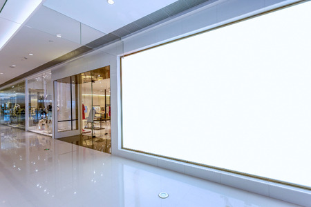 Empty blank billboard in shopping mall interiorのeditorial素材