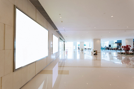 Empty blank billboard in shopping mall interiorのeditorial素材