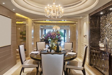luxury dinning room interiorのeditorial素材