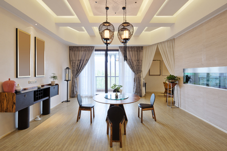 furnitures and decoration in modern dining roomのeditorial素材