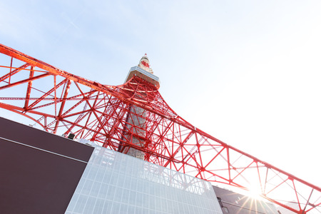 tokyo television tower in sunny skyのeditorial素材