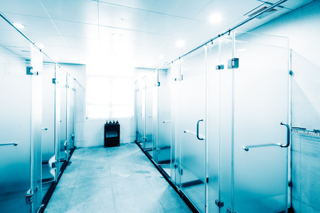 shower with glass in bathroom of gymのeditorial素材