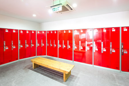 red closet in dressing room of gymのeditorial素材