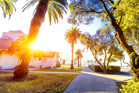 rural house with sunrise sceneryのeditorial素材