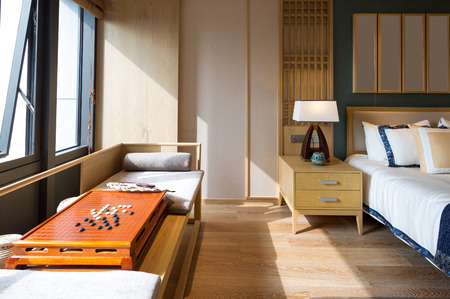 decoration and design of modern bedroom with go boardのeditorial素材