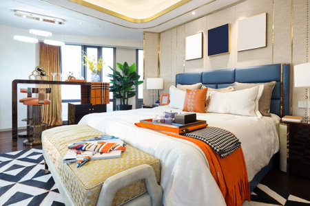 decoration and design of modern luxury bedroomのeditorial素材