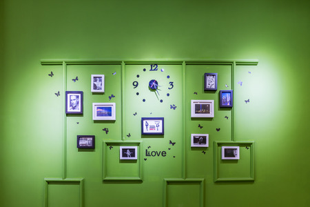 wall with abstract signs in modern shopping mallのeditorial素材
