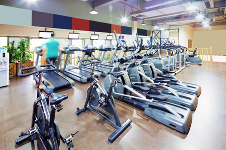 interior of modern gym with fitness equipmentのeditorial素材