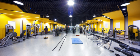 interior of modern gym with fitness equipmentのeditorial素材