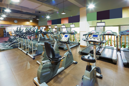 interior of modern gym with fitness equipmentのeditorial素材