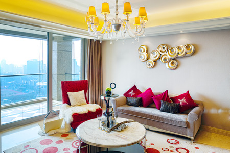 decoration and design of modern living roomのeditorial素材