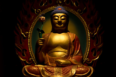 buddha statues in templeのeditorial素材