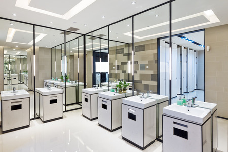 interior of modern room with elegant sinksのeditorial素材