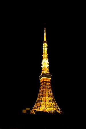 illuminated tokyo tower at nightのeditorial素材